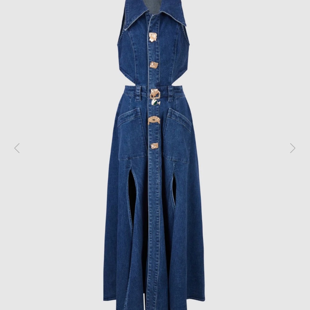 Urban Revivo Viral Women's Blue Denim Maxi Dress